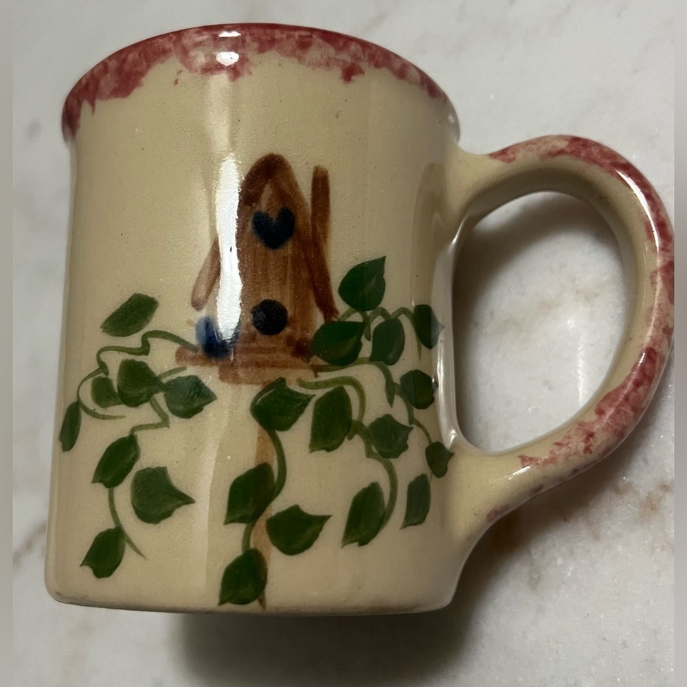 Vintage Alpine Pottery Roseville 1996 Ohio Hand Painted Birdhouse Mug